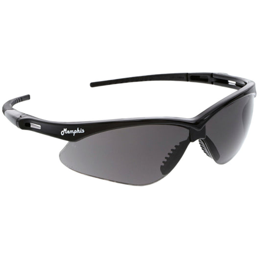 Memphis Black Safety Glasses with Anti-Fog Wrap Around Gray Lenses, Includes Cord