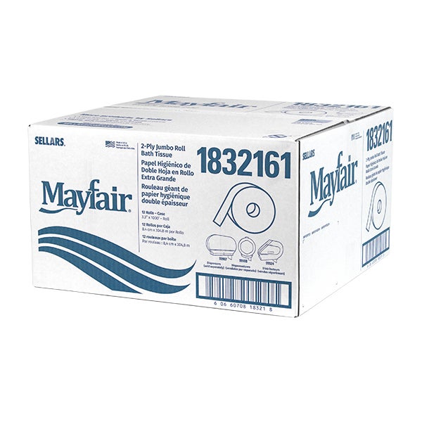 MAYFAIR® 2-Ply Jr Jumbo Roll Bathroom Tissue, Septic Safe, 1000'/rl - 12 rl/cs