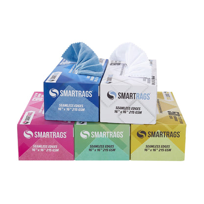 SmartRags 16" x 16" MID-WEIGHT Microfiber Cloths in Dispenser Box, Choose Your Color: 50/bx or 8 bx/cs