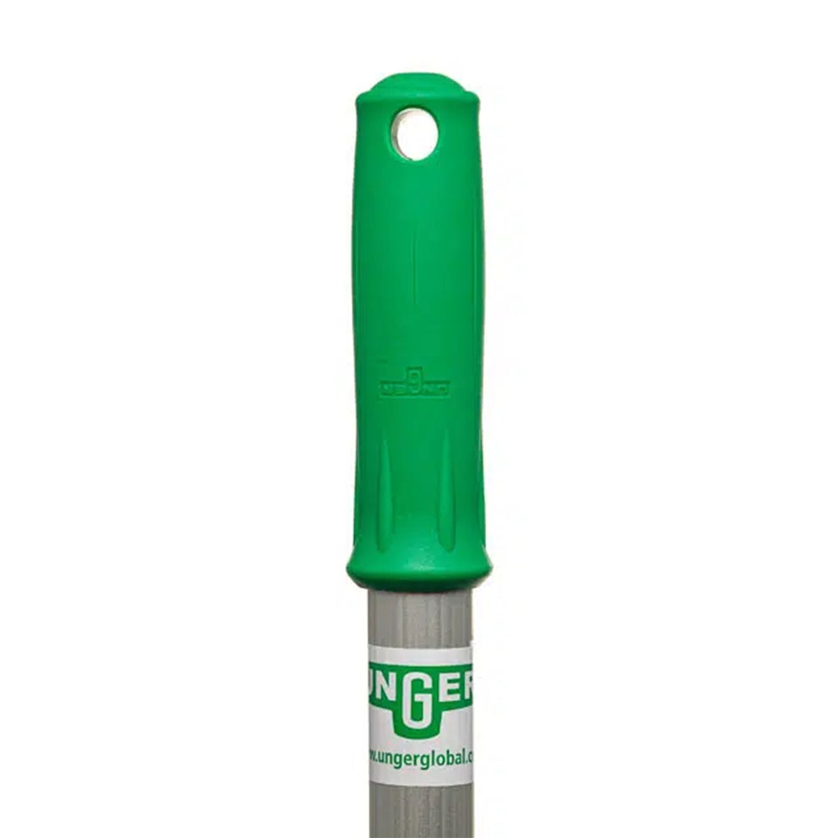 Unger Enterprises Pro Aluminum Handle, 56", 1.5º Tapered Socket, Silver/Green - 1/ea