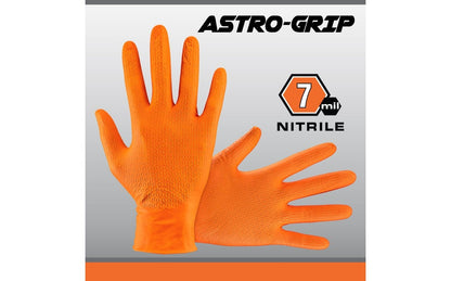 SAS Astro-Grip® Powder-Free 7 Mil Exam Grade, FDA, Nitrile 3D Cube Grip Disposable Gloves, Orange, 40/bx - 12 bx/cs