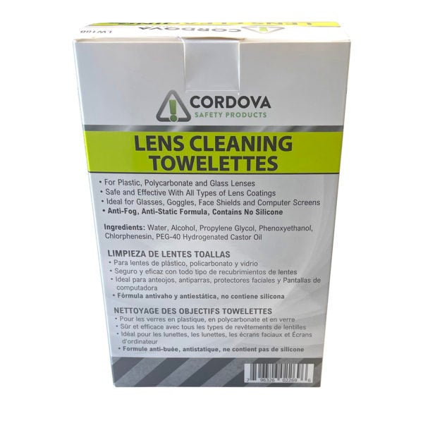 Cordova Lens Cleaning Towelettes, Anti-fog, Anti-Static, Individually Wrapped