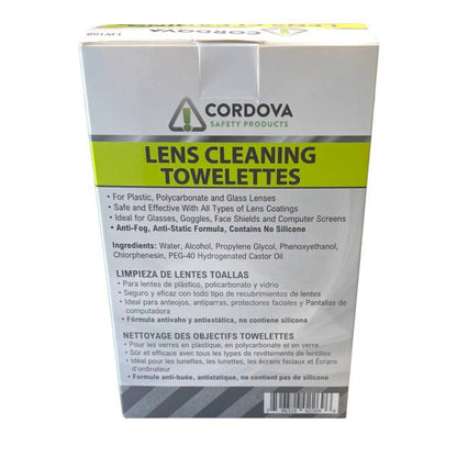 Cordova Lens Cleaning Towelettes, Anti-fog, Anti-Static, Individually Wrapped