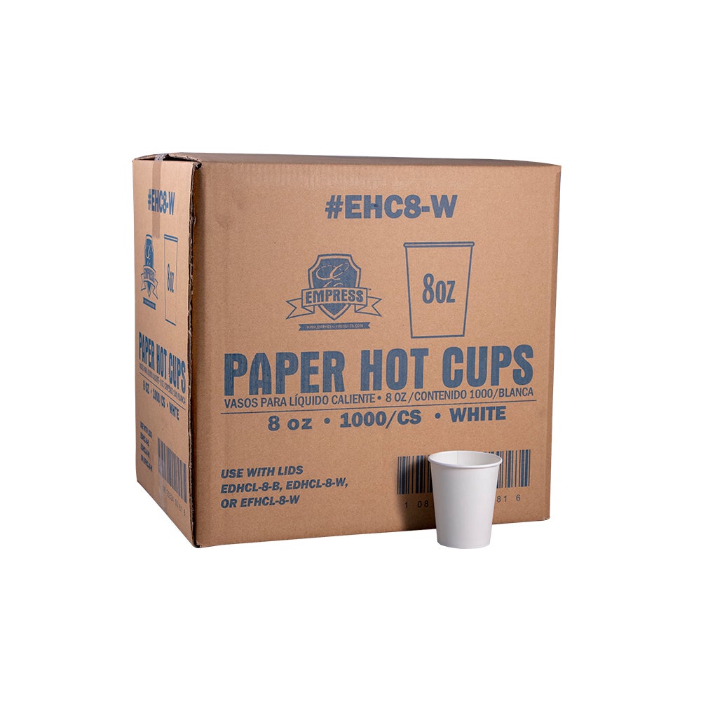 Empress™ Double Wall Paper Hot Cups, White (Choose Your Size) - 500 per case
