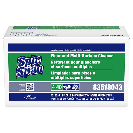 P&G Professional Spic and Span® Floor and Multi-Surface Cleaner Concentrate, 4-40, 3 oz Liquid Packet - 45/cs