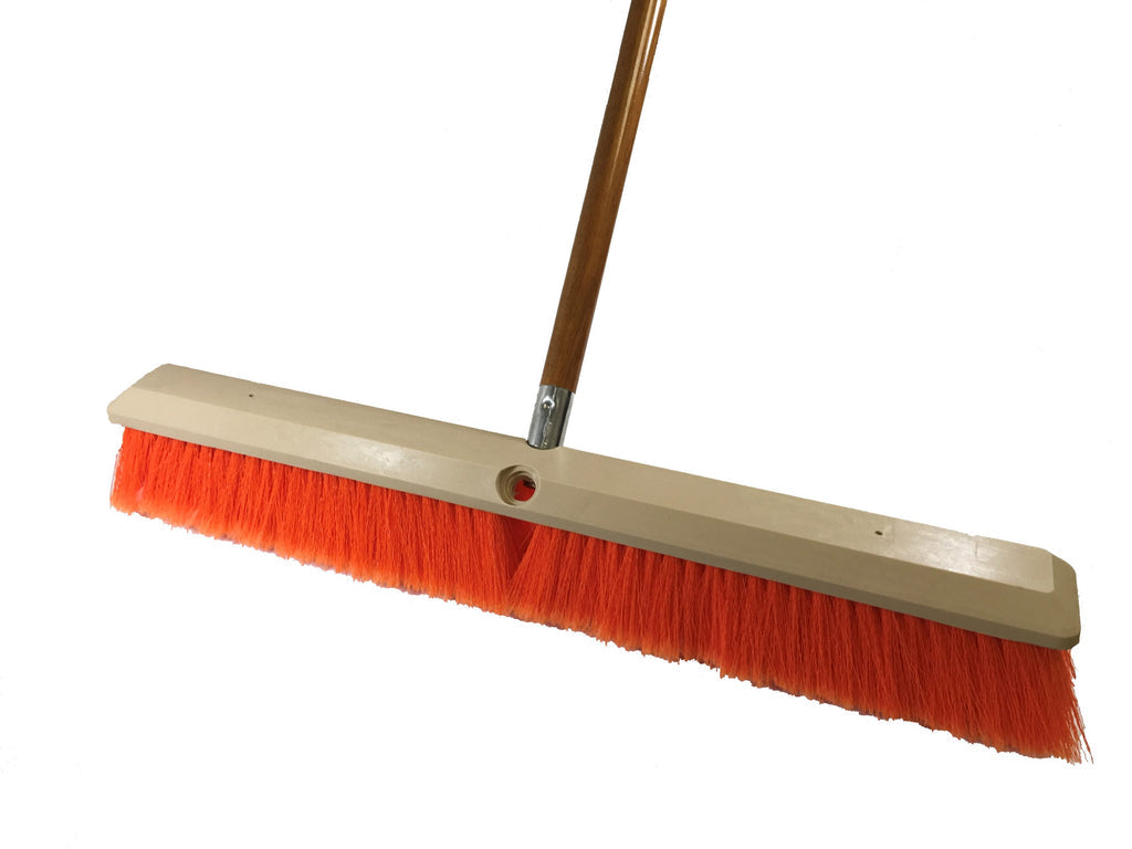 102424 Better Brush Medium Push Broom Kit - 24" Flagged Orange/Stiff Orange Poly Brush w/5' Wood Handle — FREE SHIPPING*