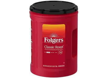 Folgers Classic Roast Ground Coffee, Medium Roast - 43.5 oz Canister