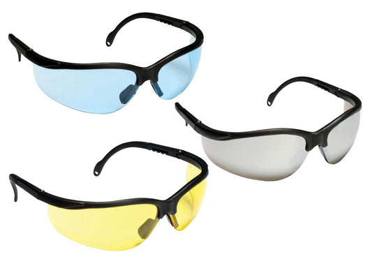 Cordova Boxer™ Safety Glasses, Extendable Temples, Dual Wrap-Around Scratch-Resistant Lens, Choose Light Blue or Amber or Silver Mirror Lens