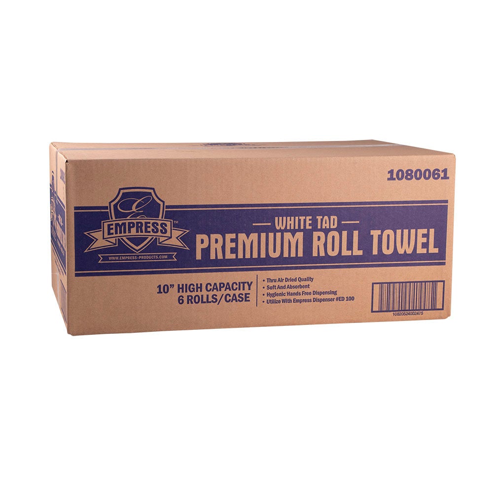 Empress 10" PREMIUM Quality TAD Hard Wound Roll Towel, White - 6 rolls/cs