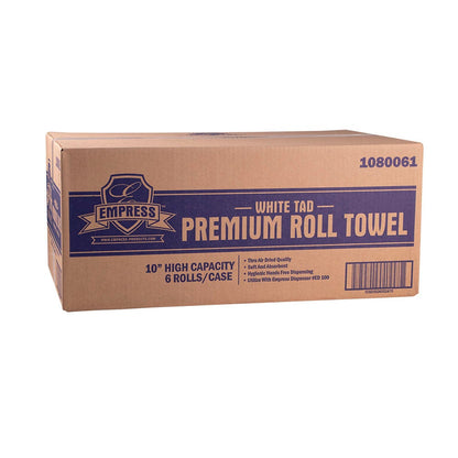 Empress 10" PREMIUM Quality TAD Hard Wound Roll Towel, White - 6 rolls/cs