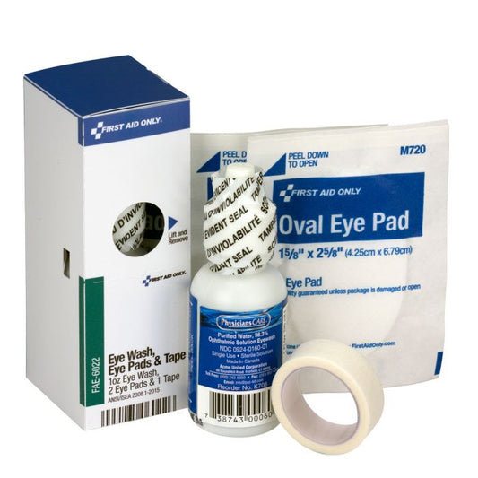 FAE-6022 SmartCompliance First Aid Kit Refill, Eyewash Set with Eye Pads and Adhesive Tape - 1/ea