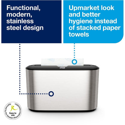 Xpress Countertop Multifold Hand Towel Dispenser, Stainless w/Black Trim