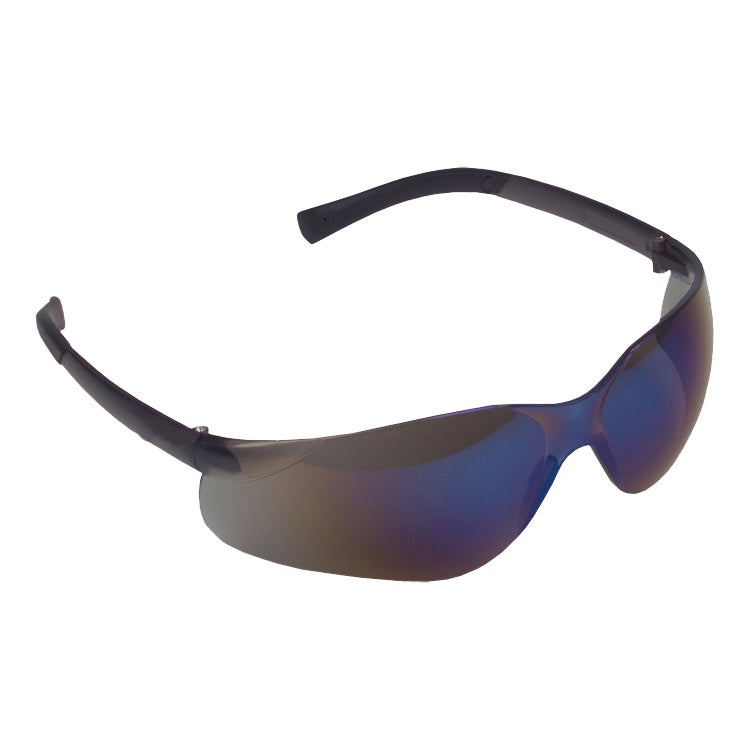 Cordova DANE™ Safety Glasses, Single Wrap-Around Scratch-Resistant Lens, Flexible Rubber Temples, MIRROR LENS, Choose Blue or Silver or Rainbow