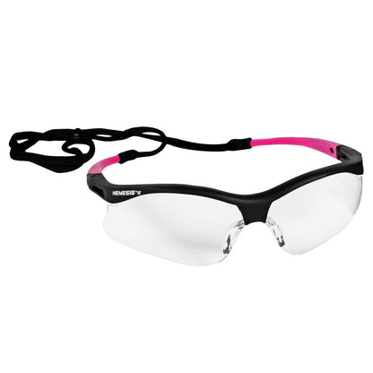 KleenGuard™ Nemesis™ Small Safety Glasses, Clear Anti-Fog Lens with Black/Pink Frame