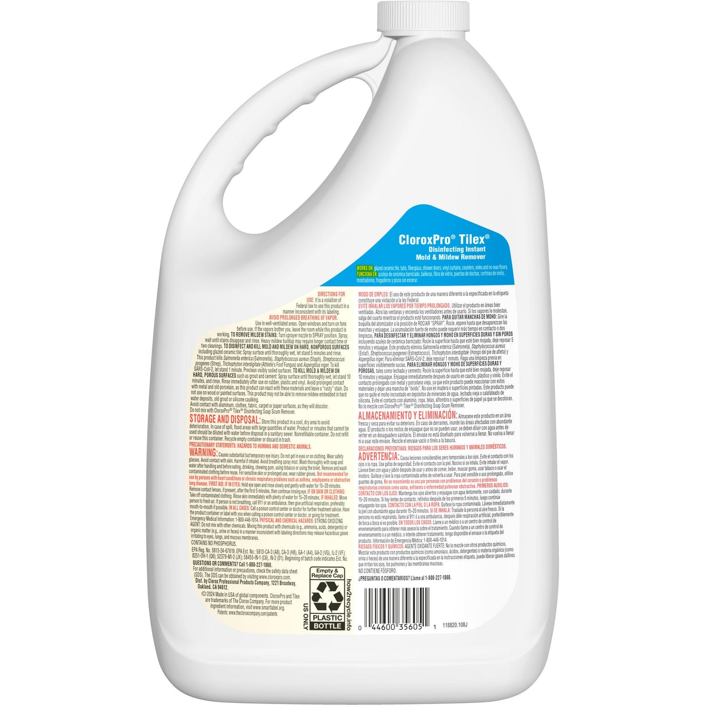 CloroxPro™ Tilex® Disinfecting Instant Mold & Mildew Remover, Gallon Refill Bottle (128 oz) - 4/cs