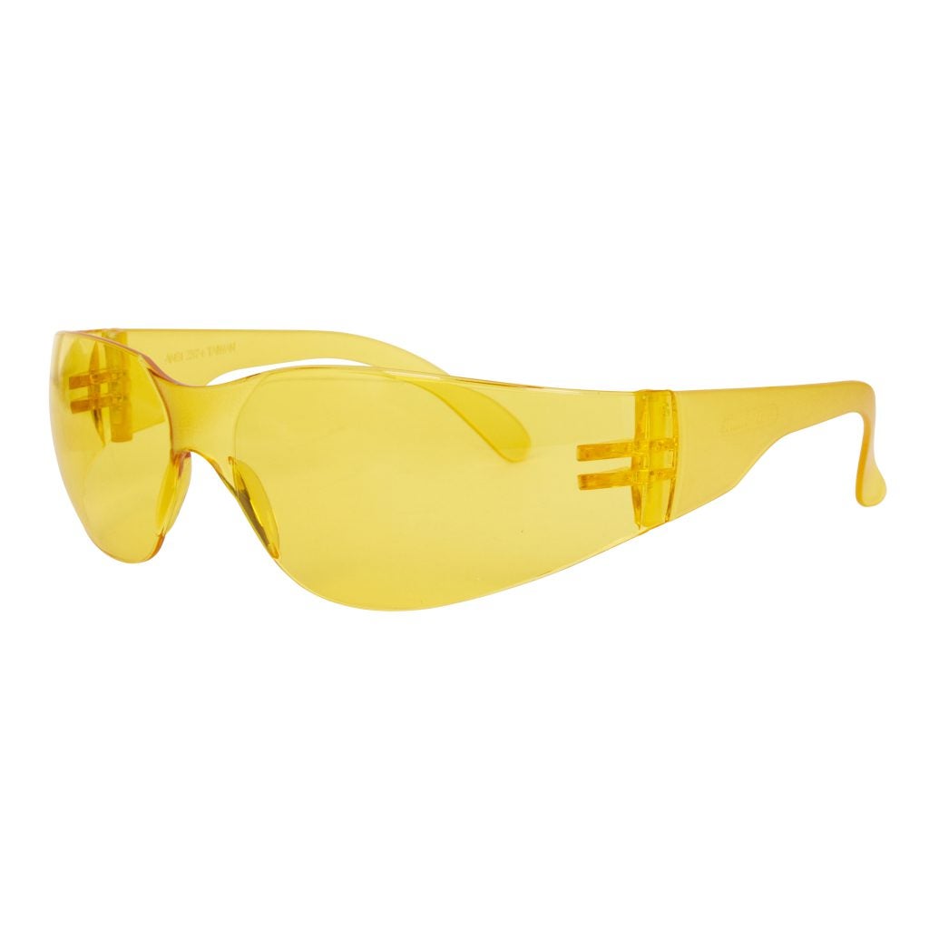 Cordova Bulldog™ Safety Glasses, Single Wrap-Around Scratch-Resistant Lens, Choose Amber or Light Blue Frame & Lens