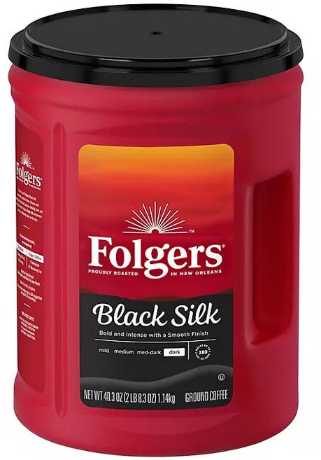 Folgers Black Silk Ground Coffee, Dark Roast - 40.3 oz Canister
