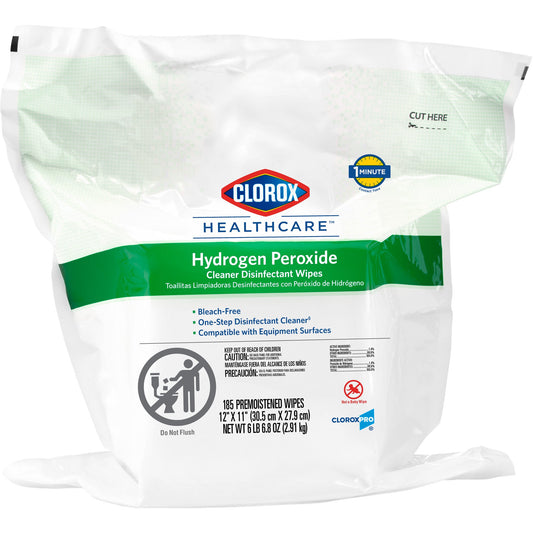 Clorox Healthcare® Hydrogen Peroxide Cleaner Disinfectant Wipes, 185 Wipes Per Refill Bag - 2/cs