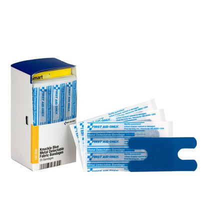 FAE-3030 SmartCompliance First Aid Kit Refill, Knuckle Blue Metal Detectable Fabric Bandages - 20/bx