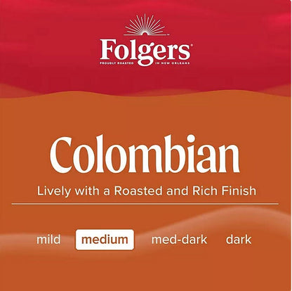 Folgers 100% Ground Colombian Coffee, Medium Roast  - 40.3 oz Canister
