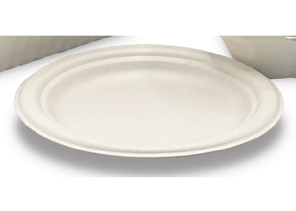 EPL-09-PF Empress Earth Heavy Weight 9" Plate, Natural White Bagasse, PFAS Free - 500/cs