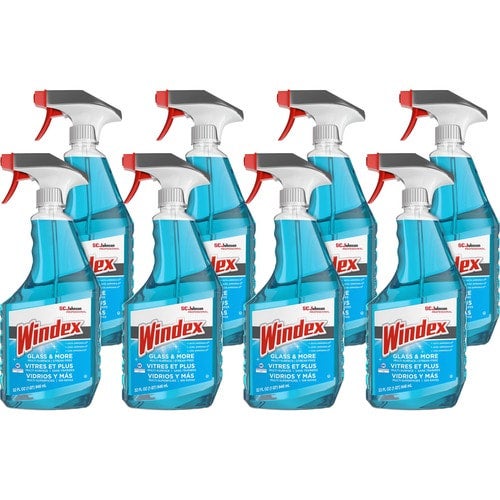 SC Johnson Professional® Windex® Glass & More Streak-Free Cleaner with Ammonia D, 32 oz Trigger Spray Bottles - 8/cs