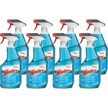 SC Johnson Professional® Windex® Glass & More Streak-Free Cleaner with Ammonia D, 32 oz Trigger Spray Bottles - 8/cs