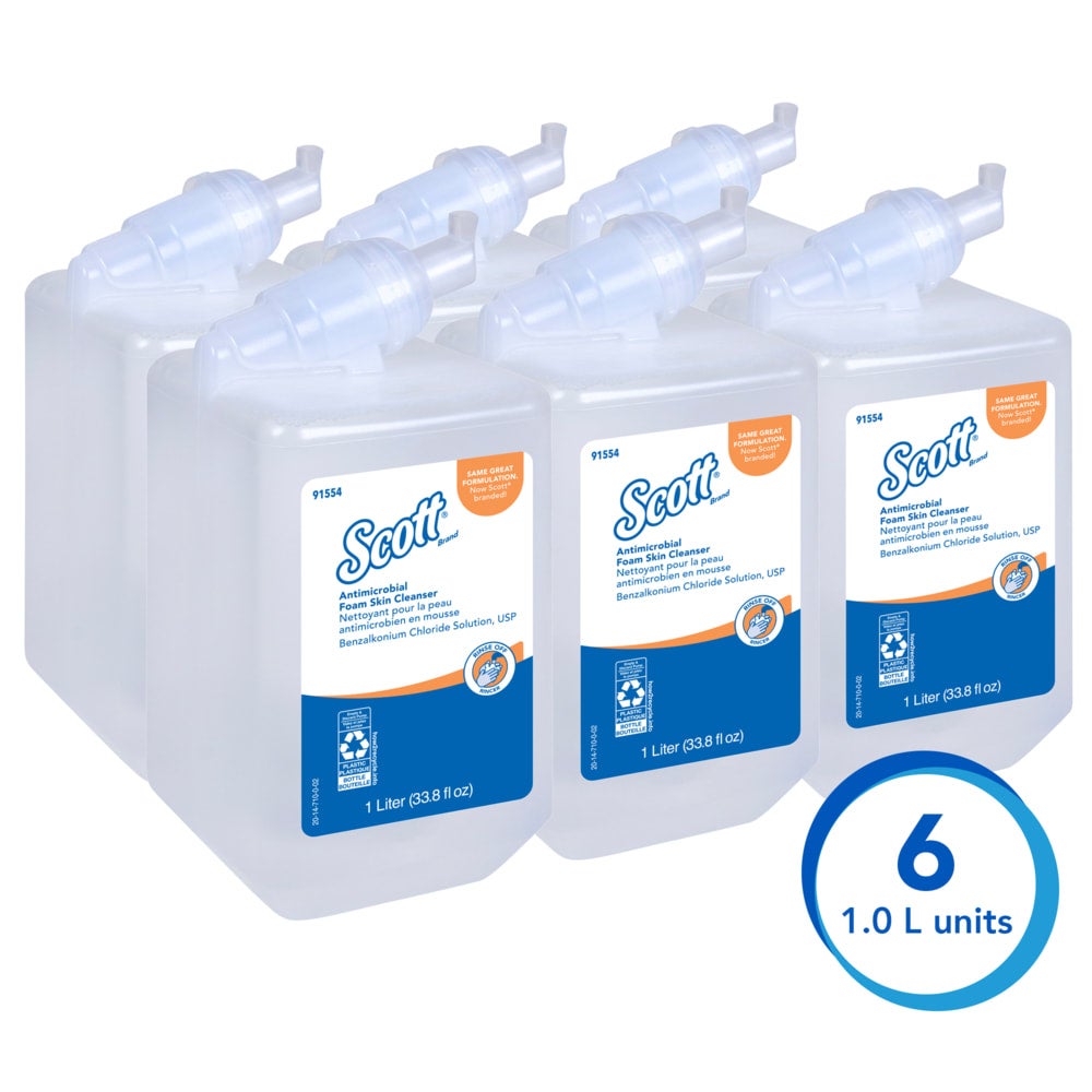 Scott® Antimicrobial FOAM Skin Cleanser, Cassette Refill for Scott® or Kimberly Clark Manual Skin Care Dispensers - 6/cs