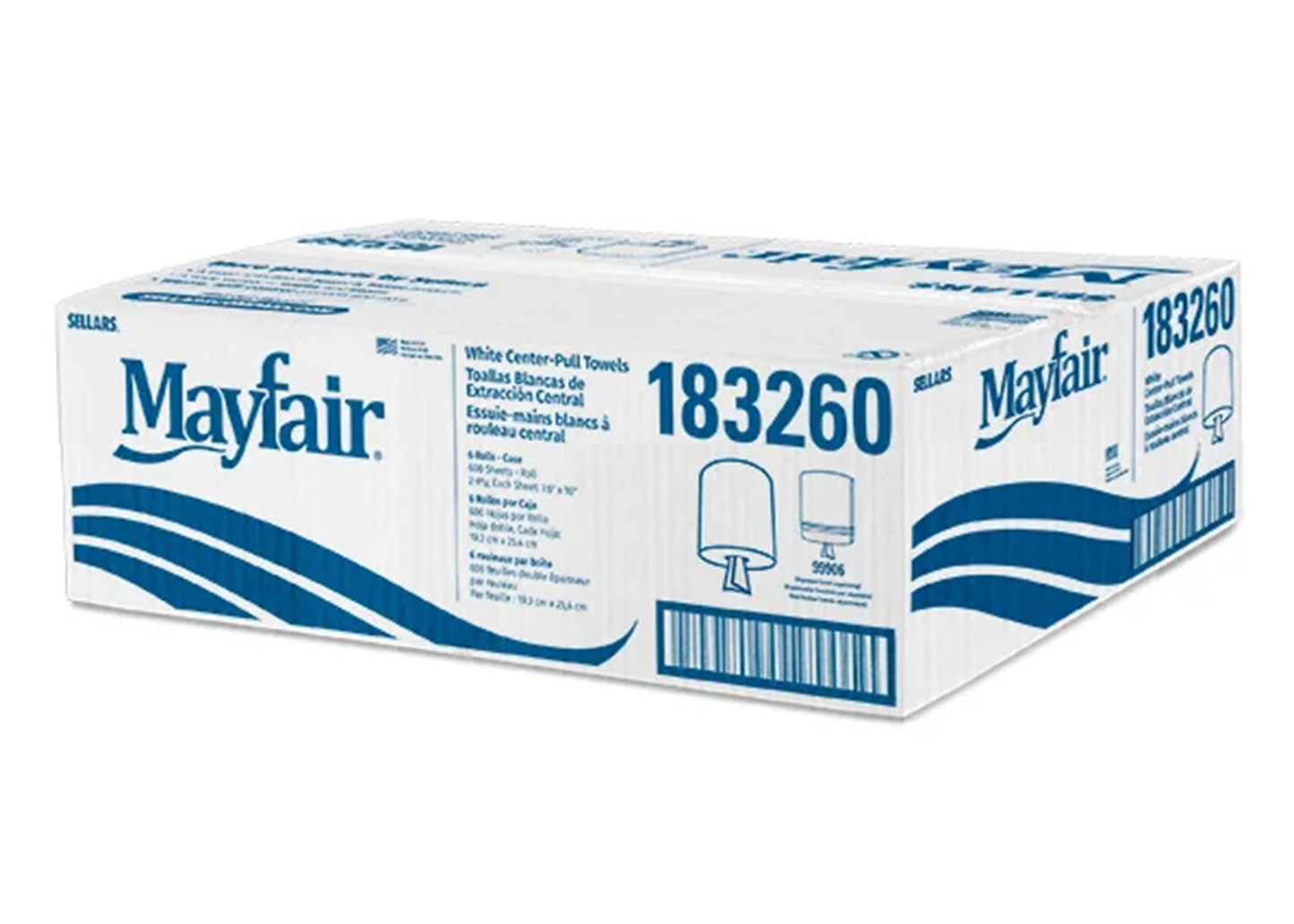 MAYFAIR® 2-PLY Center-Pull Towel,  7.6" x 10", White,  600 sht/rl - 6 rl/cs