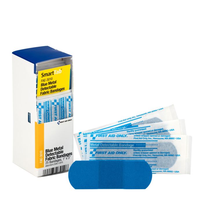 FAE-3010 SmartCompliance First Aid Kit Refill, Blue Metal Detectable Foam Bandages, 1" x 3" - 25/bx