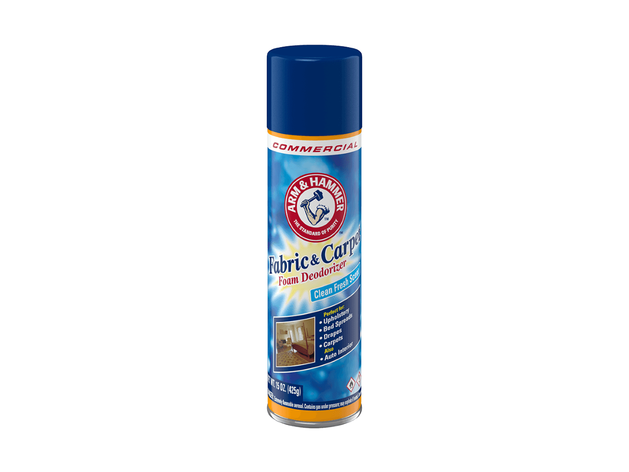 ARM & HAMMER™ Fabric & Carpet Foam Deodorizer, Clean Fresh Scent, 15 oz Aerosol - 8/cs