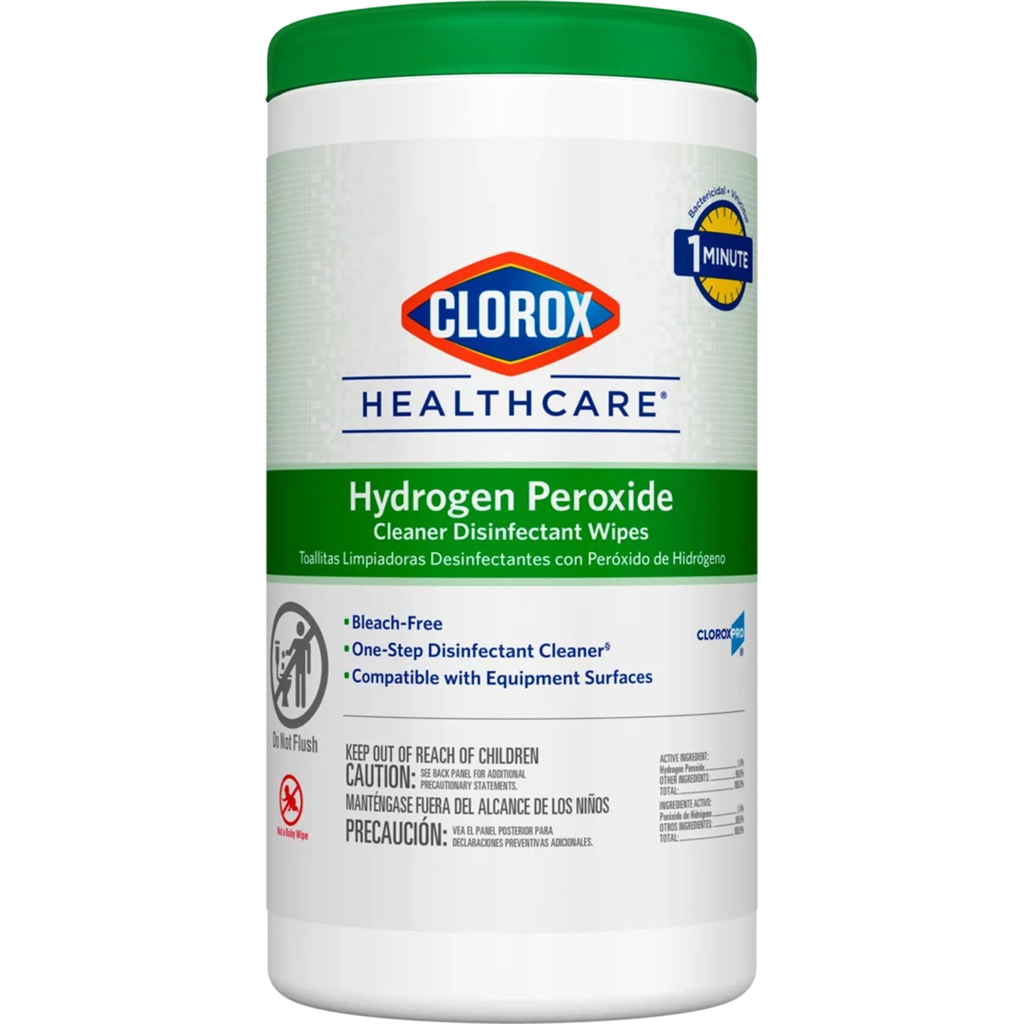 Clorox Healthcare® Hydrogen Peroxide Cleaner Disinfectant Wipes, 6.75" x 9", 95 per canister - 6/cs
