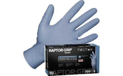 SAS Raptor Grip™ Powder-Free 10 Mil Exam Grade, ASTM D6978 Fentanyl, Disposable Nitrile Gloves, Grey-Blue, 100/bx -10 bx/cs