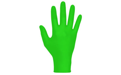 SAS Raven® InVue Powder-Free Nitrile 7 Mil Exam Grade, ASTM D6978 Fentanyl, Disposable Gloves, High-visibility Green, 100/bx -10 bx/cs