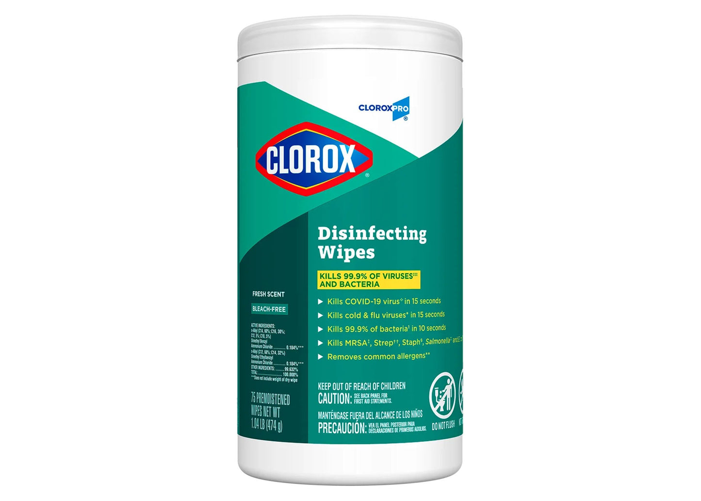 Clorox® Disinfecting Wipes, Fresh Scent, 75 per canister -  6/cs