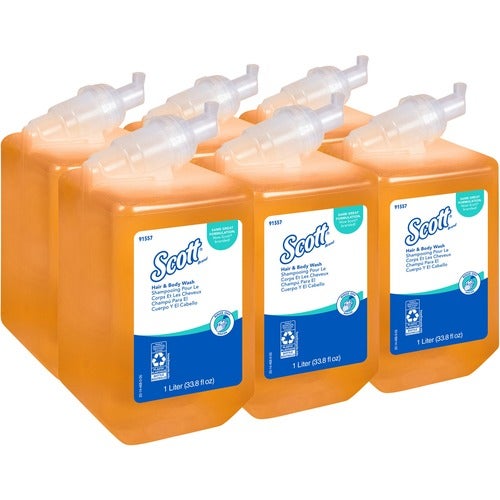 Scott® FOAM Body & Hair Wash, Cassette Refill for Scott® or Kimberly Clark Manual Skin Care Dispensers, Yellow, Citrus Scent - 6/cs