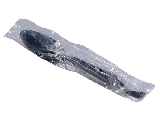 Heavy Weight Teaspoon, Plastic, Black, Individually Wrapped - 1000/cs