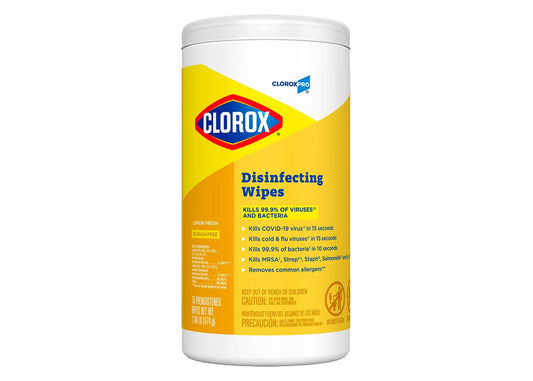 Clorox® Disinfecting Wipes, Lemon Scent, 75 per canister - 6/cs