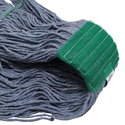 Performance Plus™ Blue Blended Wet Mop, Wide Headband, Looped End, Choose Your Size - 12/cs