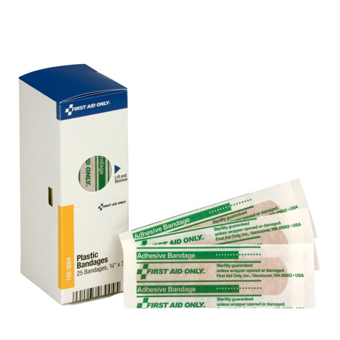 FAE-3004 SmartCompliance First Aid Kit Refill, Plastic Bandages, 3/4" x 3" - 25/Box