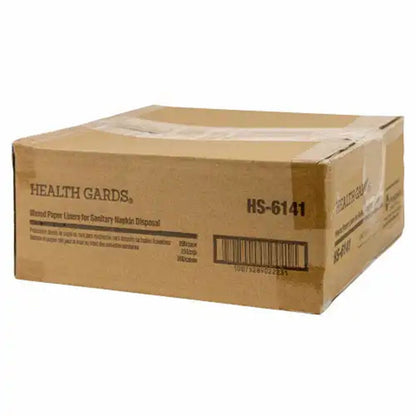 Health Gards® Menstrual Care Receptacle Liners, Wax-Coated, 9.375" x 10.5" x 3.25", Kraft - 250/cs