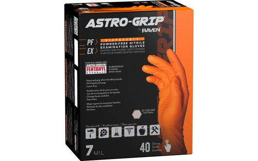 SAS Astro-Grip® Powder-Free 7 Mil Exam Grade, FDA, Nitrile 3D Cube Grip Disposable Gloves, Orange, 40/bx - 12 bx/cs