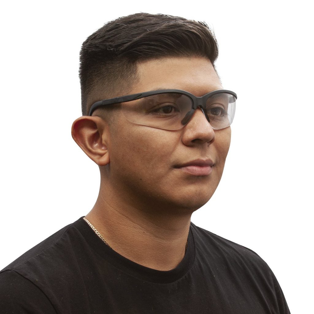 Cordova Boxer™ Safety Glasses, Extendable Temples, Dual Wrap-Around Scratch-Resistant Lens, Black Frame, Choose Clear or Gray or Indoor/Outdoor Lens