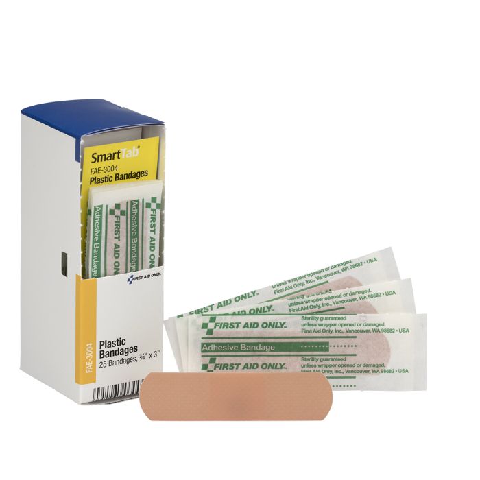 FAE-3004 SmartCompliance First Aid Kit Refill, Plastic Bandages, 3/4" x 3" - 25/Box