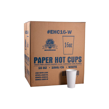 Empress™ Double Wall Paper Hot Cups, White (Choose Your Size) - 500 per case