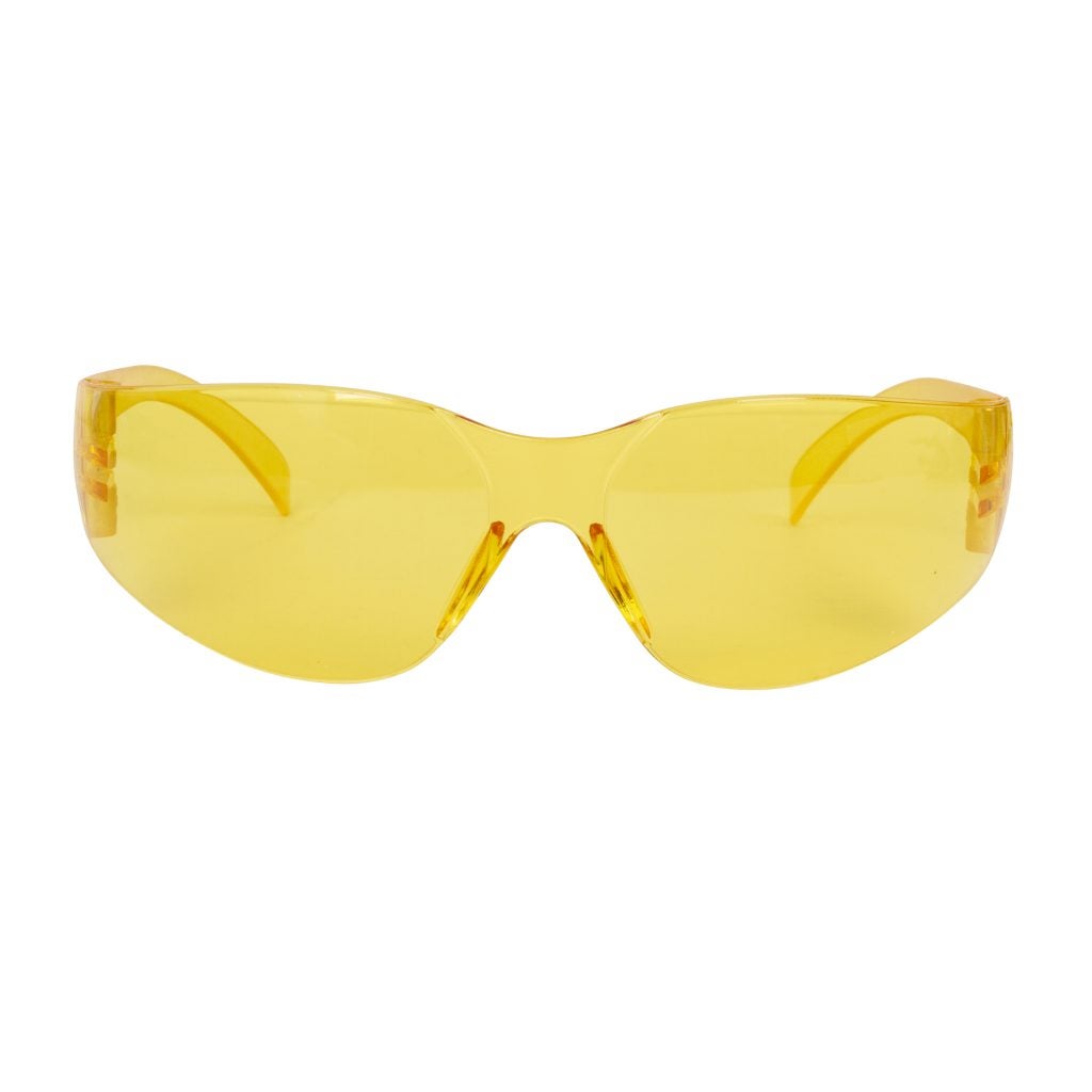 Cordova Bulldog™ Safety Glasses, Single Wrap-Around Scratch-Resistant Lens, Choose Amber or Light Blue Frame & Lens