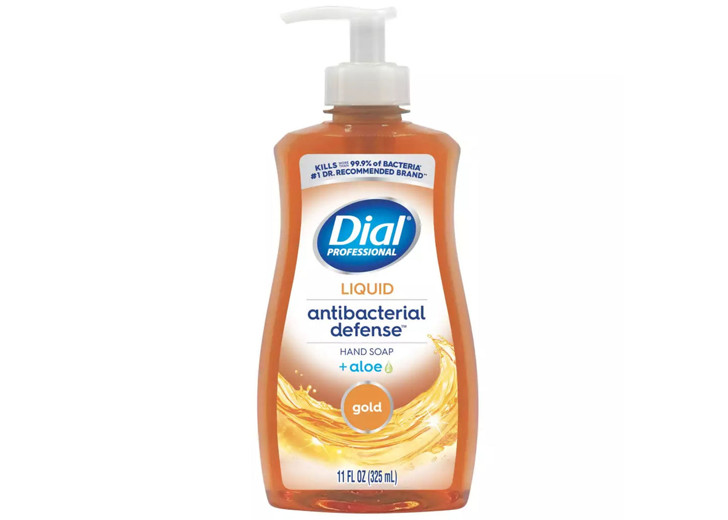 35470 Dial® Professional Antibacterial Defense™ Gold LIQUID Hand Soap + Aloe, 11oz Pump Bottle - 12/cs