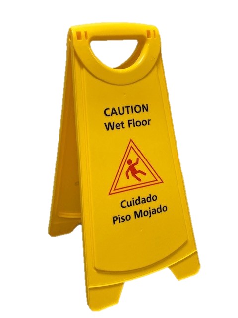 150325 Better Brush 25" Bilingual Folding Wet Floor Sign, English / Spanish, Yellow, 10 per case  —  FREE SHIPPING*