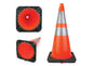 Cordova 28” PVC Safety Cone, 6" & 4" Reflective Collars, 7 lb, Florescent Orange w/Black Base - 1/ea
