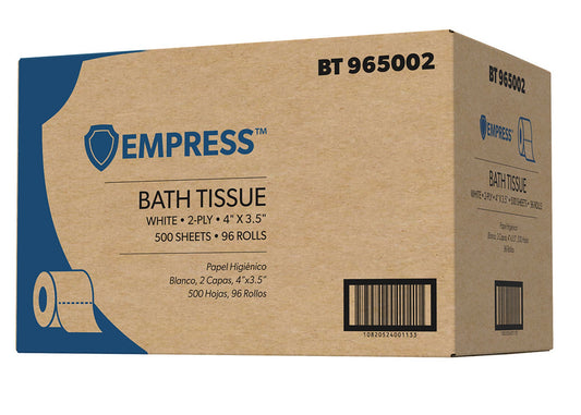 Empress PREMIUM 2-ply Bath Tissue, Sheet Size: 4" x 3.5", 500 sht/rl - 96/cs